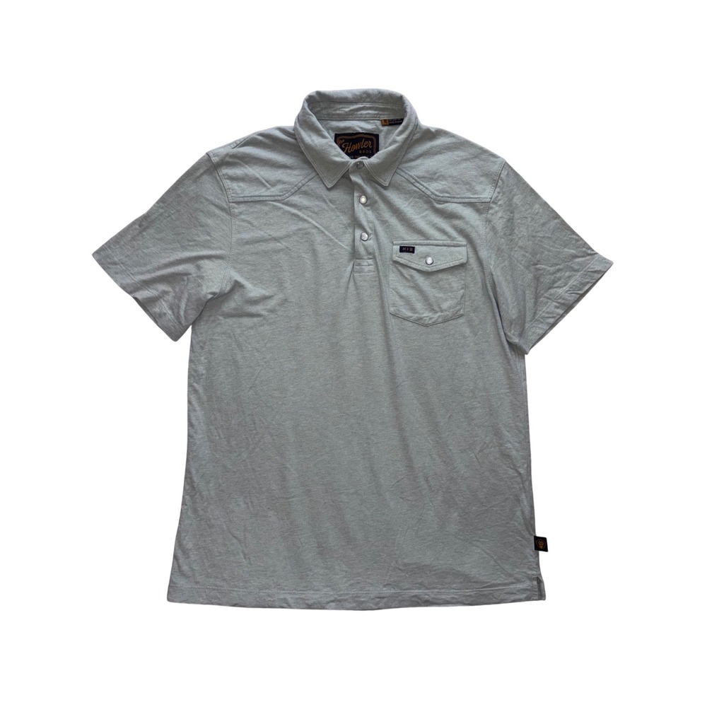 HOWLER BROS Ranchero Polo Mens M Gray Western Pearl Snap Cotton Shirt